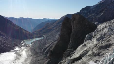 Flying-over-Grossglockner-Glacier,-Pasterze,-Hohe-Tauern,-Austrian-Alps,-Austria