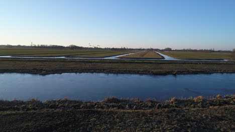 Polder-Lands-n-The-Waterscape-Of-Stolwijk-In-South-Holland,-Netherlands