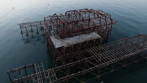 The-skeletal-remains-of-the-West-Pier-in-Brighton-Sussex,-beyond-repair-after-a-series-of-arson-attacks-and-storm-damage