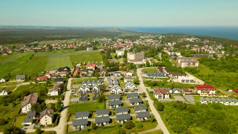 Jastrzebia-Gora,-popular-place-by-the-Polish-sea,-holiday-resort-for-tourists,-Aerial