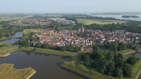 Flying-towards-the-beautiful-fortress-town-Naarden-in-the-Netherlands