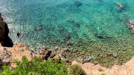 Clear,-Turquoise-Sea-from-a-Cliff-in-the-Mediterranean-Coastline