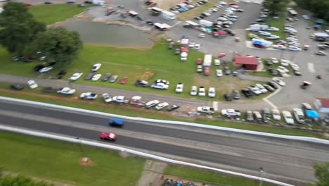 Aerial-view-from-drone-of-drag-racing