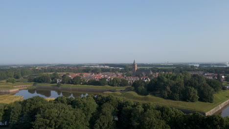 High-jib-up-of-the-beautiful-fortress-town-Naarden-in-the-Netherlands