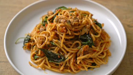 Stir-Fried-Spaghetti-with-Clam-and-Chilli-Paste---Fusion-food-style