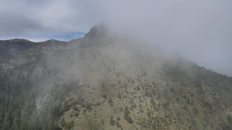 Moviéndose-A-La-Izquierda-Sobre-La-Montaña-En-Un-Día-Nublado-Con-Vista-Al-Pico-Del-Aguila-En-La-Ciudad-De-México