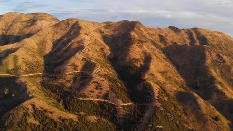 Szenische-Luftaufnahme-Von-Wunderschönen-Hohen-Grasfeldern-Neuseelands-Während-Des-Sonnenuntergangs,-Sanftes-Einschieben-Während-Der-Goldenen-Stunde-In-4k