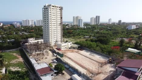 drone-shot-of-apartment-construction-project-in-juan-dolio,-republica-dominicana,-tourism-lifestyle