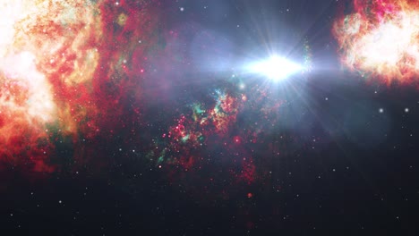 4k-Nebelwolken-Und-Helle-Sterne,-Die-Im-Universum-Schweben
