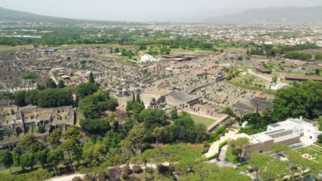 Aerial-view-of-Pompei-ruins,-Italy-in-summer-season
