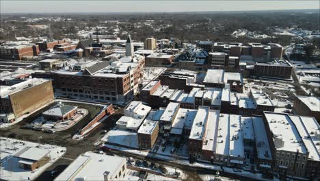 Flying-over-downtown-Clarksville-Tennessee-after-a-good-snow