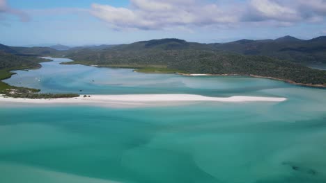Aerial-View-Of-Whitehaven-Beach-And-Hill-Inlet-With-Turquoise-Blue-Water---Whitsunday-Islands-National-Park,-In-QLD,-Australia