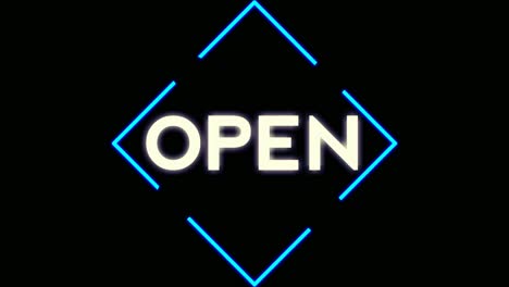 Animation-Neon-text-Open-on-black-background