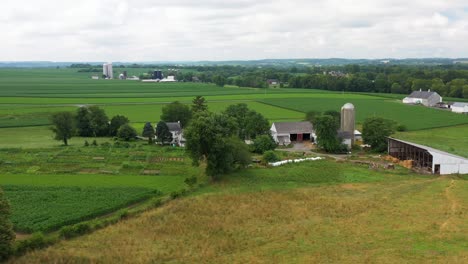 Aerial-orbit-of-rural-farm-in-USA