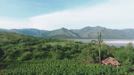 Drohnenaufnahme-Von-Pampangas-Vulkanruinen-In-Der-Nähe-Von-Mt-Pinatubo,-Die-1-Einheimisches-Nipa-Hüttenhaus-Auf-Den-Philippinischen-Inseln-Zeigt