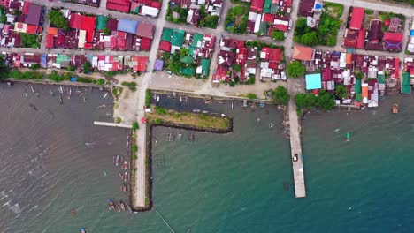 From-Above-View-Of-Pier-To-Town-Of-Saint-Bernard-Province-In-Southern-Leyte,-Philippines---aerial-drone