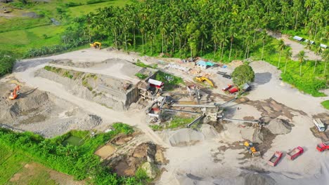 Aerial-View-Of-A-Stone-Crusher-Plant-Equipment-In-A-Quarry-Site-In-Southern-Leyte,-Philippines
