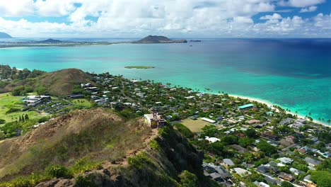 Aerial-view-of-the-lower-pillbox-in-Lanikai-on-the-west-side-of-Oahu,-Hawaii