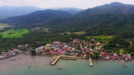 Aerial-View-Of-Coastal-Community-In-Saint-Bernard,-Southern-Leyte,-Philippines---drone-shot