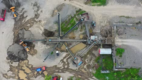 Top-View-Of-Conveyor-Of-A-Heavy-Equipment-Machine-In-A-Quarry-For-Gravel-Mining-In-Southern-Leyte-Province,-Philippines