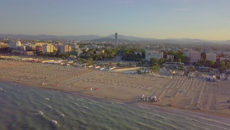 Aerial-View-Of-Coastal-City-Skylines-On-Rimini-Resort-In-Italy