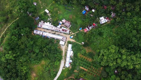 Top-View-Of-The-House-Structures-At-Rural-Landscape-Of-Sitio-Kanse-In-Saint-Bernard,-Leyte,-Philippines