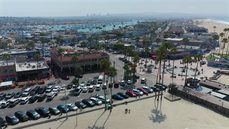 Aerial-view-of-McFadden-square-in-Newport-Beach,-California