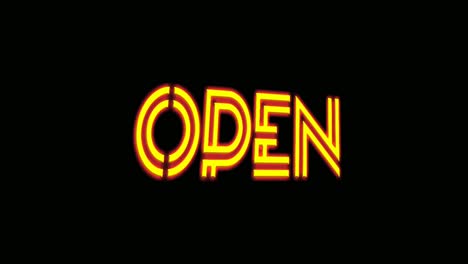 Animation-Neon-text-Open-on-black-background