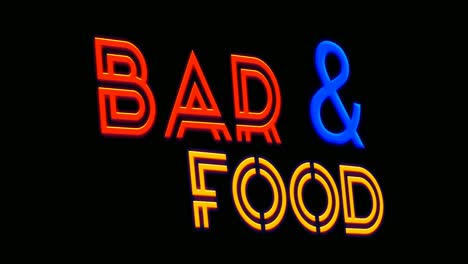 Simple-Neon-sign-text-bar-and-food-animation-modern-on-black-background