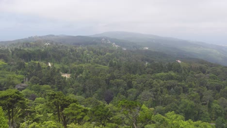 Panoramic-View-of-Misty-and-Lush-Sintra-Mountains-from-Up-High