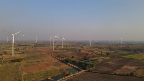 Aerial-footage-towards-a-Wind-Farm,-Land-based,-in-Thailand