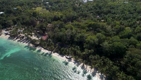 Aerial-of-Dalaguete-Beach-Park,-tropical-shore-with-jungle-of-Philippines,-Cebu