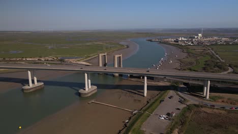 Panorama-Of-The-Kingsferry-Bridge-And-Sheppey-Crossing-Between-The-Rural-Landscape-In-Southeast-England