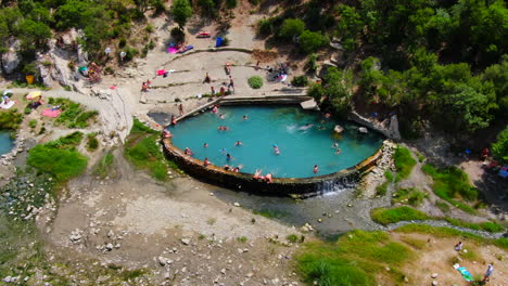 drone-view-hot-springs-of-Banjat-e-Benjës-,-made-one-of-the-most-photogenic-places-in-southern-Albania