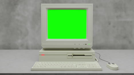 Alter-Computer-Bootet-Und-Herunterfährt-Mit-Glitch-Und-Grünem-Bildschirm-4k