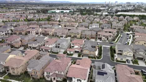 Tustin-Los-Angeles-city-suburb,-new-home-community-in-California,-aerial-view