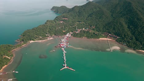 high-up-aerial-view-of-Bang-Bao-fishing-village-on-Koh-Chang-island