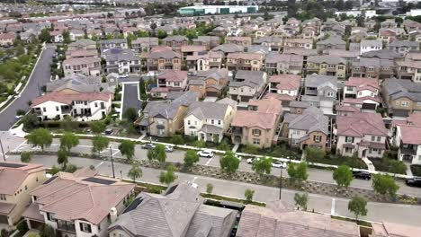 Aerial:-luxury-new-houses-in-Tustin-suburb,-Los-Angeles-city,-California
