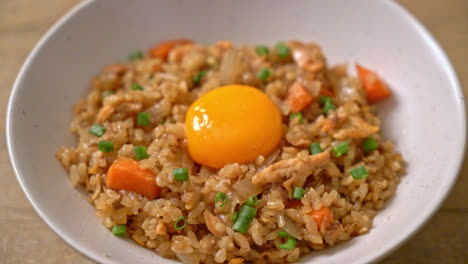 salmon-fried-rice-with-pickled-egg-on-top---Asian-food-style