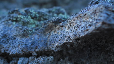 Close-Up-Of-A-Black-Lava-Stone,-Rock-Formation,-Dolly-Left