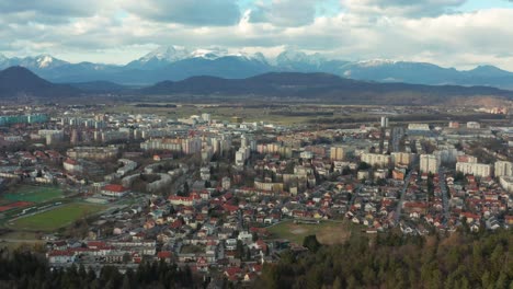 Top-View-Of-The-Beautiful-Cityscape-Of-Ljubljana,-Slovenia