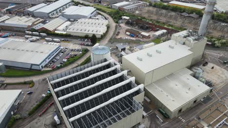 Enfield-Power-station,-Brimsdown,-UK-Aerial-overhead--footage