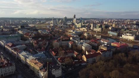 AERIAL-Vilnius-Downtown-Main-Panorama,-Lithuania