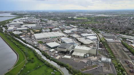 Brimsdown-Enfield-industrial-estate-Lea-Valley-UK-Aerial-reveal-footage