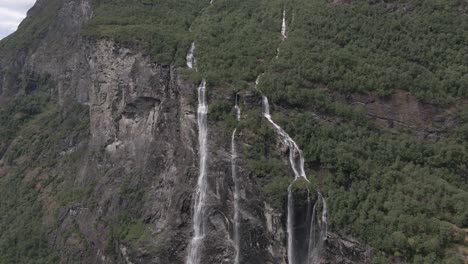 Aerial-view-of-Seven-Sisters-waterfall-at-geiranger,-Norway