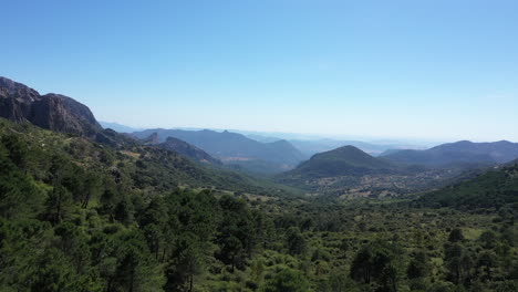 AERIAL---Mountains-and-Sierra-of-Cadiz,-Andalusia,-Spain,-wide-shot-forward
