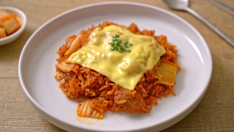 kimchi-fried-rice-with-pork-and-topped-cheese---Asian-and-fusion-food-style