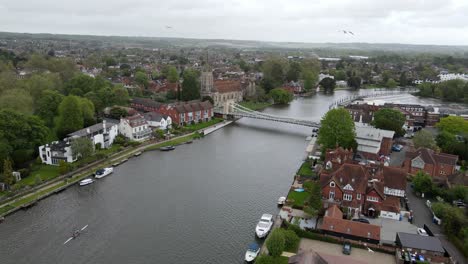 Marlow-town-Buckinghamshire-on-River-Thames-UK-aerial-footage-4K
