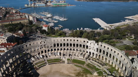 Drone-of-Pula-Ancient-Roman-Arena-and-Adriatic-Sea