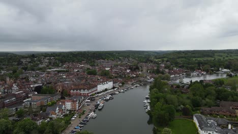 Henley-on-Thames-town-and-riverbank-Oxfordshire-UK-Aerial-footage